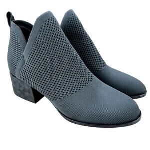Eileen Fisher NWOB Clever Knit Bootie Graphite Gray Size 7 Block Heel Pull-on